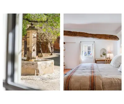 a room with a bed and a window at Chez Prunelle in Flassan