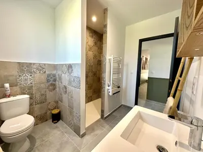 a bathroom with a toilet and a sink at Villa Saint Jean En Provence in Châteaurenard
