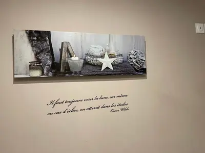 a sign on a wall with a picture on it at VILLA NOUNOU in Le Thor
