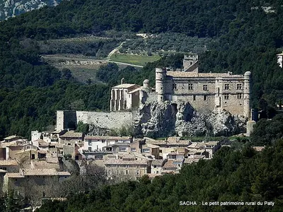 a large castle on top of a mountain at gîte à Caromb ( Mt Ventoux ) in Caromb
