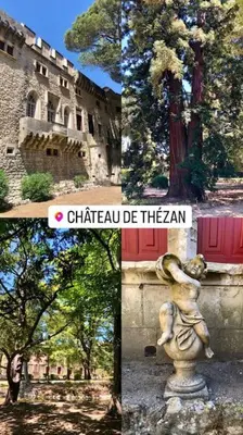 a collage of three pictures of a building and a tree at Logement neuf et climatisé, au coeur du village in Saint-Didier