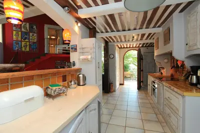 a kitchen with a sink and a counter top at Charm in Provence in Saumane-de-Vaucluse