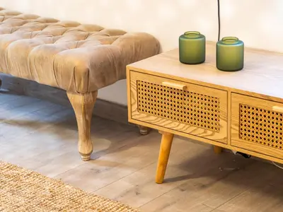 a living room with a couch and a coffee table at l'Instant Parfait in Aix-en-Provence
