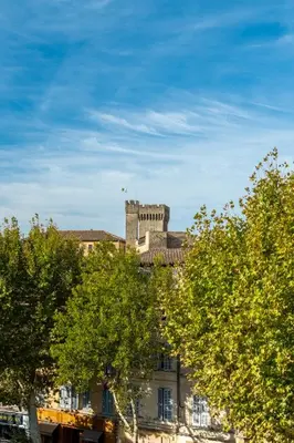 a building with a tower in the middle of trees at La Réserve de Salon de Provence in Salon-de-Provence