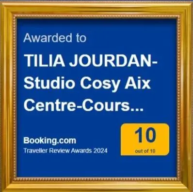 a picture of a sign in a gold frame at TILIA JOURDAN-Studio Cosy Aix Centre-Cours MIRABEAU-PARKING-WIFI-SMART TV-RUE CALME in Aix-en-Provence
