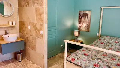 a bedroom with a bunk bed and a sink at La Belle Lumière in Saint-Saturnin-les-Apt
