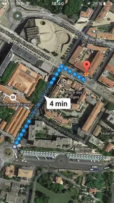 a map of a city with a red arrow at STUDIO Mr&Mrs in Aix-en-Provence