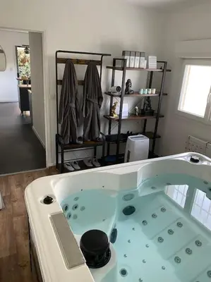a bathroom with a large tub in a room at SPA jardin privé T3 indépendant dans Villa in Morières-lès-Avignon