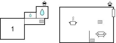an illustration of a diagram of a shower with two toilets at 1 Bedroom Lovely Home In Viens in Viens