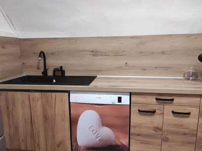 a kitchen with a sink and a dishwasher at Gite au nid d'Ange in Lincel
