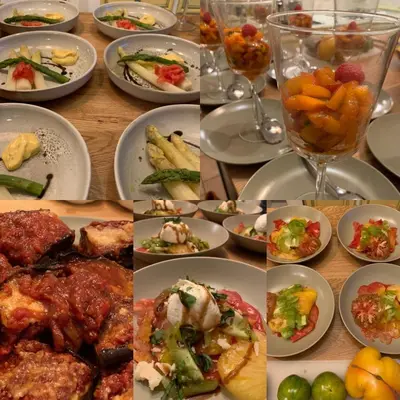 a collage of pictures of different plates of food at LE MAS DE LA TERRE - Chambres d'hôtes in LʼIsle-sur-la-Sorgue