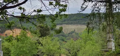 a view of the blue mountains from the forest at Odette du Colorado, vue sur le colorado, jacuzzi, boisé in Rustrel