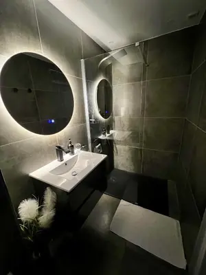 a room with a large screen with a plant at DIMA SUITE Jacuzzi Privatif in Vedène