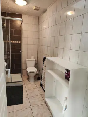 a bathroom with a toilet and a sink and a shower at Apt capitale du Luberon appartement 3 chambres 4 lits in Apt