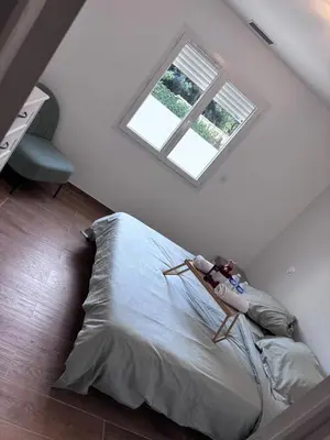 a bedroom with a bed and a window at Villa Zen in Entraigues-sur-la-Sorgue