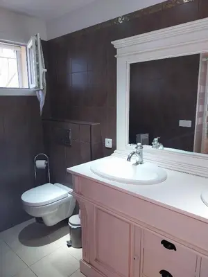 a bathroom with a sink and a toilet at La Louvière Plaine d'Eygalières in Orgon