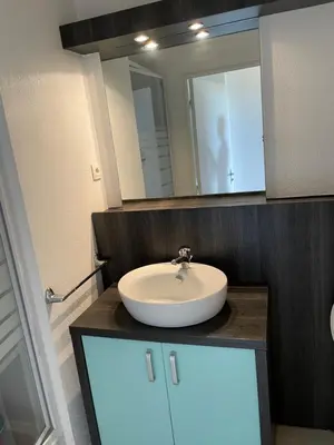 a bathroom with a sink and a mirror at Joli appartement sur Aix-en-Provence in Aix-en-Provence