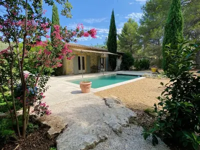 a house with a swimming pool in a garden at Mazet Rigodon Alpilles in Eygalières