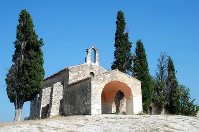 an old church on top of a hill at Mazet Rigodon Alpilles in Eygalières