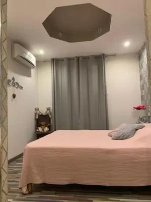 a bedroom with a large bed with a ceiling at Un havre de paix au coeur de la Provence in Châteaurenard