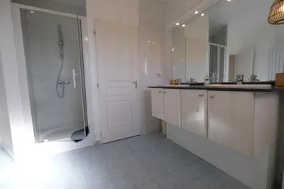 a bathroom with a shower and a sink at villa avec piscine aureille alpilles paragi ls1-449 in Aureille