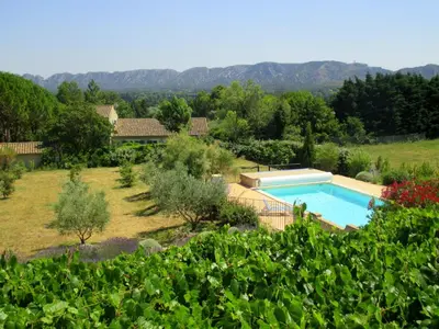 a view of the garden and swimming pool at Villa avec piscine Saint Remy de Provence LS1-196 in Saint-Rémy-de-Provence