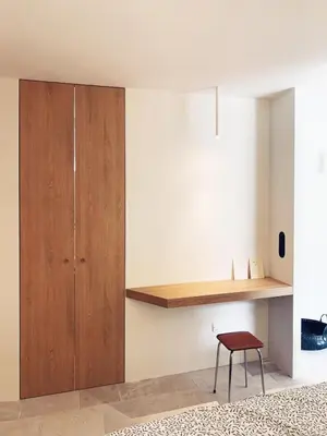 a bathroom with a shower with two bottles on a shelf at Studio with garden and pool in Aix-en-Provence
