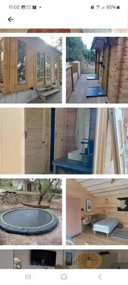 a collage of pictures of a house with a trampoline at villa spacieuse piscine jacuzzi 8 chambres 16 couchages in Saint-Chamas