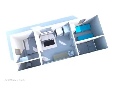 a bedroom with a large bed with a window at Camping 3 étoiles - Piscine - efaeh0 in Malemort-du-Comtat