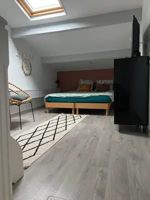a bedroom with a bed and a flat screen tv at Studio 1 personne Vaucluse in Carpentras