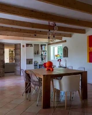 a bathroom with a sink and a toilet and a shower at Mas familial dans les vignes, idéal télétravail in La Tour-dʼAigues