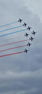 a group of airplanes flying in formation in the sky at La Chambrette in Salon-de-Provence