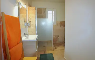 a bathroom with a shower and a sink at Awesome Apartment In Carpentras in Carpentras