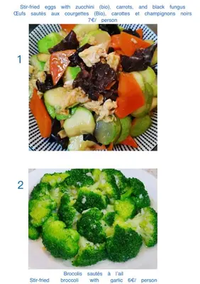 two pictures of a plate of broccoli and vegetables at Jolie studio en Provence! in Pierrevert