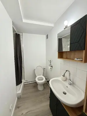 a white bathroom with a toilet and a sink at Studio lumineux centre Aix en Provence in Aix-en-Provence
