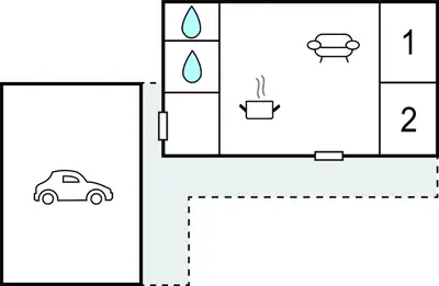 a schematic diagram of a house with a car at 2 Bedroom Amazing Home In Noves in Noves