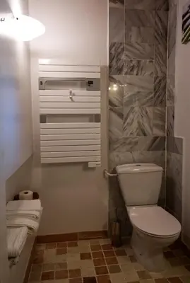 a bathroom with a toilet and a sink at Catherine&Martial in Maubec