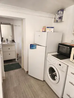 a kitchen with a refrigerator and a washing machine at MAISON Terrasse PISCINE in Cavaillon
