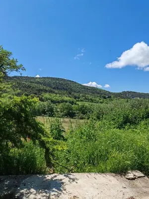 a view of a grassy hill with a blue sky at Maison provençale avec piscine et vue in Viens