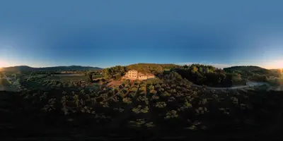 an aerial view of a house in a forest of trees at Exceptional Bastide in Lourmarin, Luberon in Lourmarin