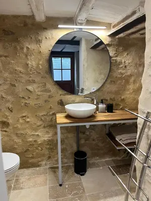a bathroom with a sink and a mirror at Place ô sorgue ! in LʼIsle-sur-la-Sorgue