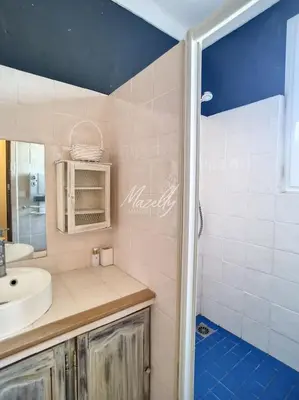 a bathroom with a sink and a shower at La Villa Luberonnaise in Robion en Luberon