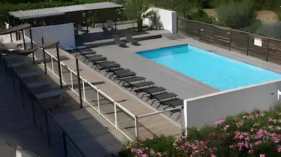 an image of a swimming pool with stairs next to it at Studio Business Wi-Fi 7 TVA Proche zones LesMilles La Duranne Aix TGV in Éguilles