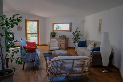 a living room with a couch and chairs at La Source in Saint-Saturnin-les-Apt