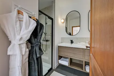 a bathroom with a shower and a sink at La Villa KEF - Domaine & Golf de Pont Royal in Mallemort