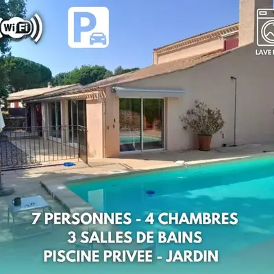 L'Oliveraie - Maison Familiale avec Piscine privée - Clim - Wifi - 4 Chambres - 3 Salle de Bains