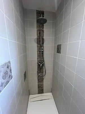 a bathroom with a shower with a toilet in it at La maison de Raffi in La Tour-dʼAigues