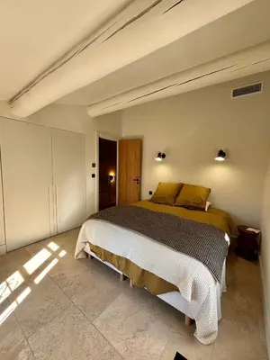 a bedroom with a large bed in a room at Villa entièrement rénovée in Saint-Rémy-de-Provence