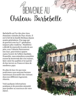 a page of a book with a drawing of a house at Studio Ouest - Chambre avec vue vignoble - Domaine viticole Château Barbebelle Rognes - Proche d'Aix-en-Provence in Rognes