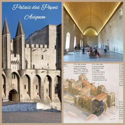 a collage of pictures of a city and a bridge at Le Roly's in Saint-Saturnin-lès-Avignon